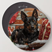 Badge Rond 15,2 Cm Festival de Noël des chiens Kelpie australiens (Devant & derrière)