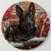 Badge Rond 15,2 Cm Festival de Noël des chiens Kelpie australiens (Devant)