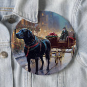 Badge Rond 15,2 Cm Festive de Noël au Labrador noir (En situation)