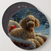 Badge Rond 15,2 Cm Festive de Noël du chien de caniche (Devant & derrière)