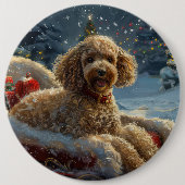 Badge Rond 15,2 Cm Festive de Noël du chien de caniche (Devant)