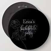 Badge Rond 15,2 Cm Fête de Bachelorette Gothique Noir Floral (Devant & derrière)