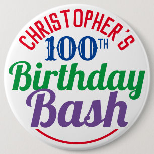 Badge Rond 15,2 Cm Fête de l'âge 100e anniversaire Bouton