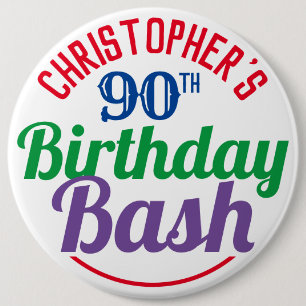 Badge Rond 15,2 Cm Fête de l'âge 90e anniversaire Bouton