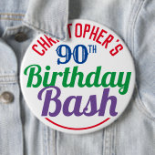 Badge Rond 15,2 Cm Fête de l'âge 90e anniversaire Bouton (En situation)