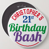 Badge Rond 15,2 Cm Fête de l'âge de 21e anniversaire (Devant & derrière)