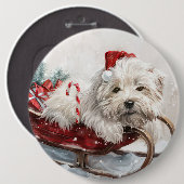 Badge Rond 15,2 Cm Fête de Noël de Chien de Coton De Tulear (Devant & derrière)