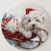 Badge Rond 15,2 Cm Fête de Noël de Chien de Coton De Tulear (Devant)