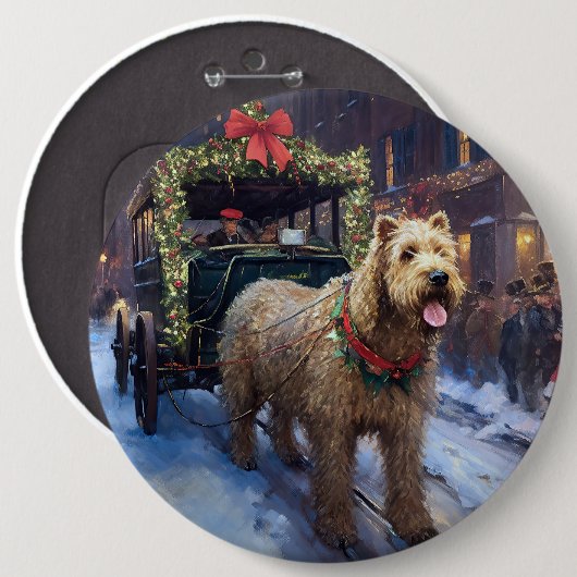 Badge Rond 15,2 Cm Fête de Noël de Wheaten Terrier (Devant & derrière)