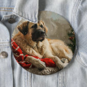 Badge Rond 15,2 Cm Fête de Noël des Chiens de Berger Anatoliens (En situation)