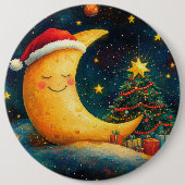Badge Rond 15,2 Cm Fête de Noël drôle Lune Galaxy (Devant)