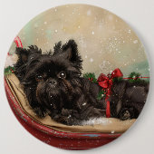 Badge Rond 15,2 Cm Fête de Noël du chien Affenpinscher (Devant)