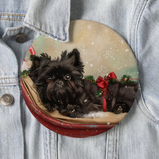 Badge Rond 15,2 Cm Fête de Noël du chien Affenpinscher (En situation)