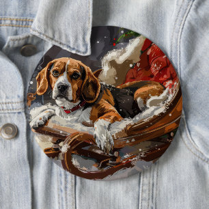 Badge Rond 15,2 Cm Fête de Noël du chien beagle