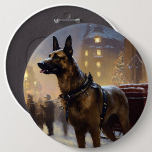 Badge Rond 15,2 Cm Fête de Noël du Malinois Belge