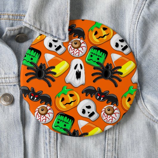 Badge Rond 15,2 Cm Fête des Candies Éffrayantes d'Halloween (En situation)
