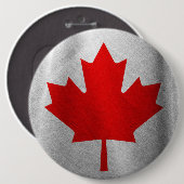 Badge Rond 15,2 Cm Feuille de Érable Rouge (Devant & derrière)