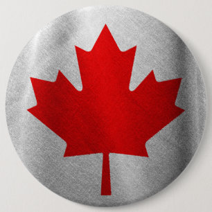 Badge Rond 15,2 Cm Feuille de Érable Rouge