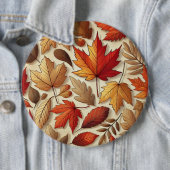 Badge Rond 15,2 Cm feuilles d'automne classiques (En situation)