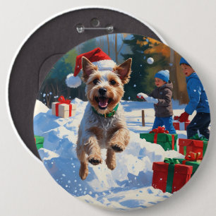 Badge Rond 15,2 Cm Fil Fox Terrier coule la neige avec Casquette de N