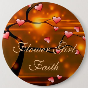 Badge Rond 15,2 Cm Fille Fleur Élégante Mariage