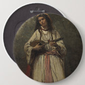 Badge Rond 15,2 Cm Fille gitane avec la mandoline (Devant & derrière)