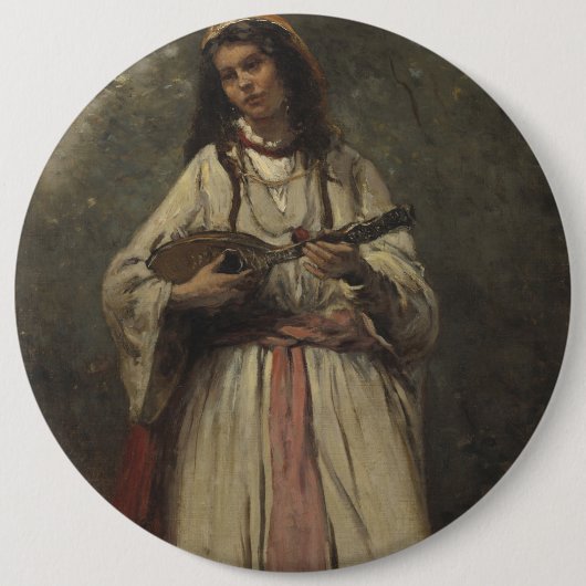 Badge Rond 15,2 Cm Fille gitane avec la mandoline (Devant)