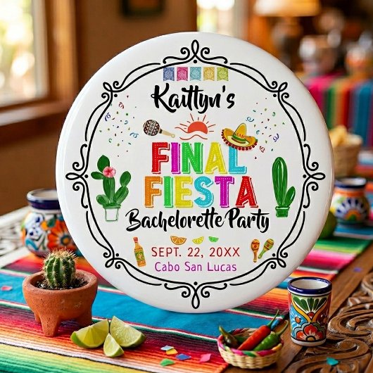 Badge Rond 15,2 Cm Final Fiesta Mexicana Bachelorette Party