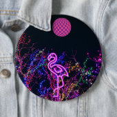 Badge Rond 15,2 Cm Flamant rose à la soirée dansante. (En situation)