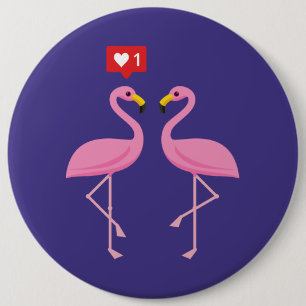 Badge Rond 15,2 Cm Flamant rose Rose Comme Heart Pastel