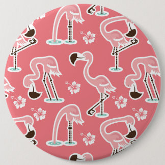 Badge Rond 15,2 Cm Flamant rose rose répétant le bouton de motif