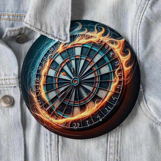 Badge Rond 15,2 Cm Flaming Dart Arena Inspirez la passion des fléchet (En situation)