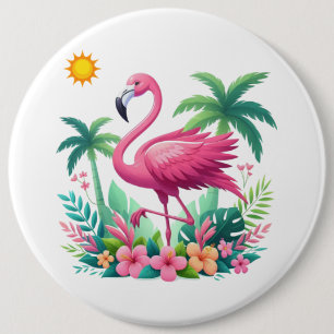 Badge Rond 15,2 Cm Flamingo rose tropicale/Floride