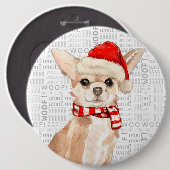 Badge Rond 15,2 Cm Fleas Navidog Noël Chihuahua Butt (Devant & derrière)