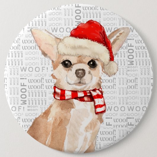 Badge Rond 15,2 Cm Fleas Navidog Noël Chihuahua Butt (Devant)