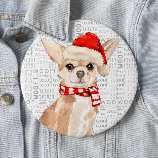 Badge Rond 15,2 Cm Fleas Navidog Noël Chihuahua Butt (En situation)