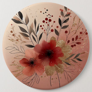 Badge Rond 15,2 Cm Fleur aquarelle rouge minimaliste esthétique
