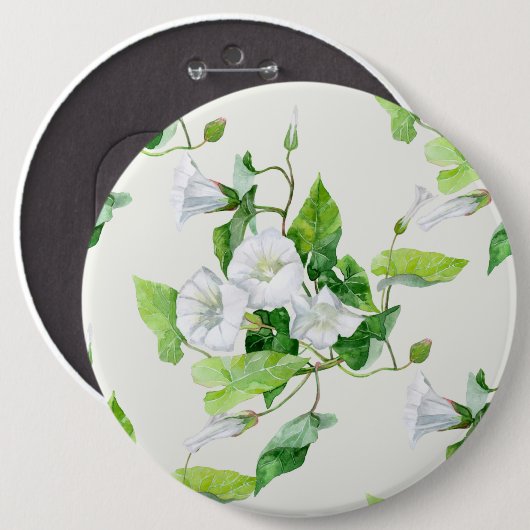 Badge Rond 15,2 Cm Fleur blanche (Devant & derrière)