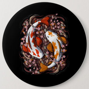 Badge Rond 15,2 Cm Fleur de cerisier de Koi Fish