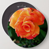 Badge Rond 15,2 Cm Fleur de rose orange (Devant & derrière)