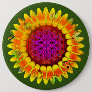 Badge Rond 15,2 Cm Fleur de Vie - Fleur Géométrique 4