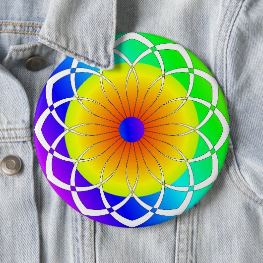 Badge Rond 15,2 Cm Fleur d'été Abstraite (En situation)