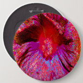 Badge Rond 15,2 Cm Fleur d'Hibiscus rouge rétro Trippy psychédélique (Devant & derrière)