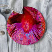 Badge Rond 15,2 Cm Fleur d'Hibiscus rouge rétro Trippy psychédélique (En situation)