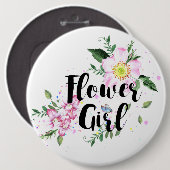 Badge Rond 15,2 Cm Fleur Fille Rose Floral Mariage (Devant & derrière)