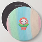 Badge Rond 15,2 Cm Fleur mignonne, capricieuse en pot (Devant & derrière)