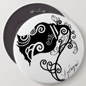 Badge Rond 15,2 Cm Fleur noire tatouage (Devant & derrière)
