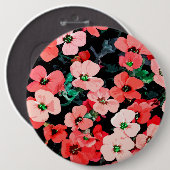 Badge Rond 15,2 Cm Fleur rouge aquarelle (Devant & derrière)