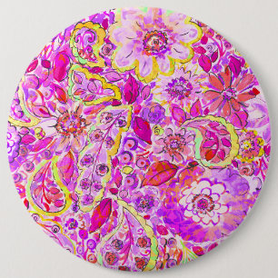 Badge Rond 15,2 Cm Fleurs abstraites roses mignonnes