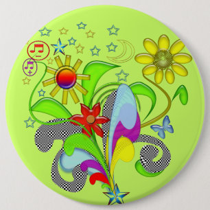 Badge Rond 15,2 Cm Fleurs de gel et torsades
